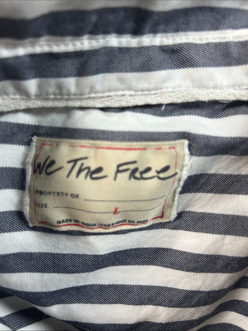 We The Free Free People Striped Ruffle Hem Button-Up Shirt Large - Picture 6 of 7